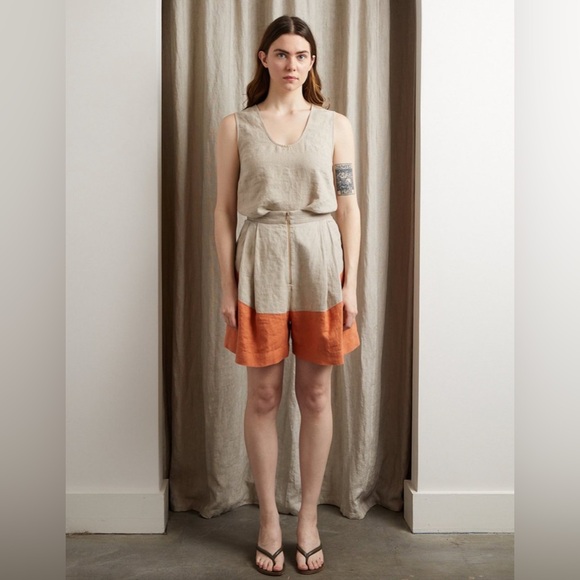 Rachel Comey Bandini Short in Heavy Linen Size 4 Brown-Black